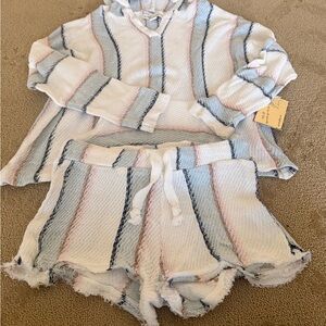Vintage Havana Striped Hoodie and Shorts Set size Small